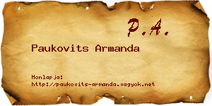 Paukovits Armanda névjegykártya